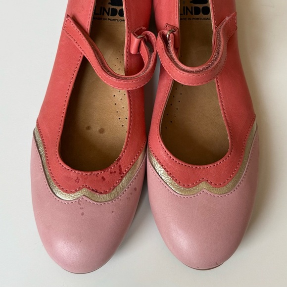 Lindo Girls’ Leather Coral & Pink Mary Jane Shoes - Picture 15 of 16
